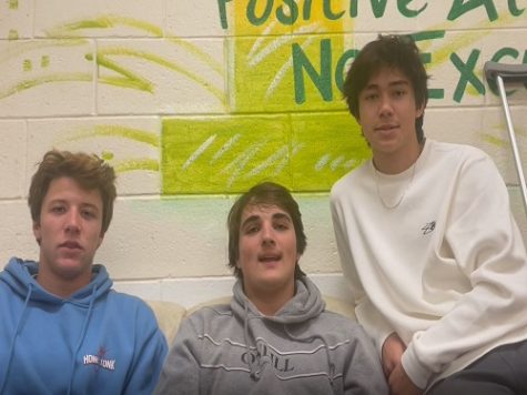 BOYS ON THE Couch return with this weeks latest school updates.  Seniors (left to right) Parker Tillery, Joe McGowan , and Noah Calayo break down the news.