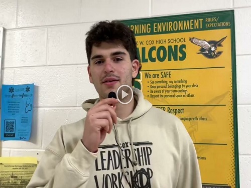 JUNIOR JAKE COLUCCI interviews faculty, staff and students to gain insight on the new 4x4 scheduling introduced this school year. Many of the people  Colucci spoke to were in favor of the old schedule.