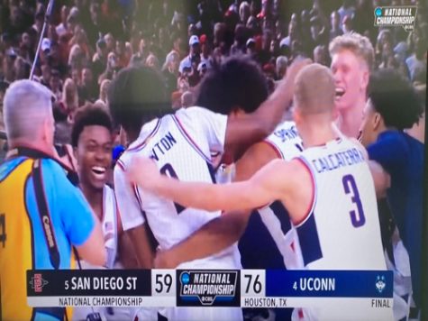 UConn wins its fifth National Championship with a score of 76-59. In their five national championship appearances, they have not        lost any of them.