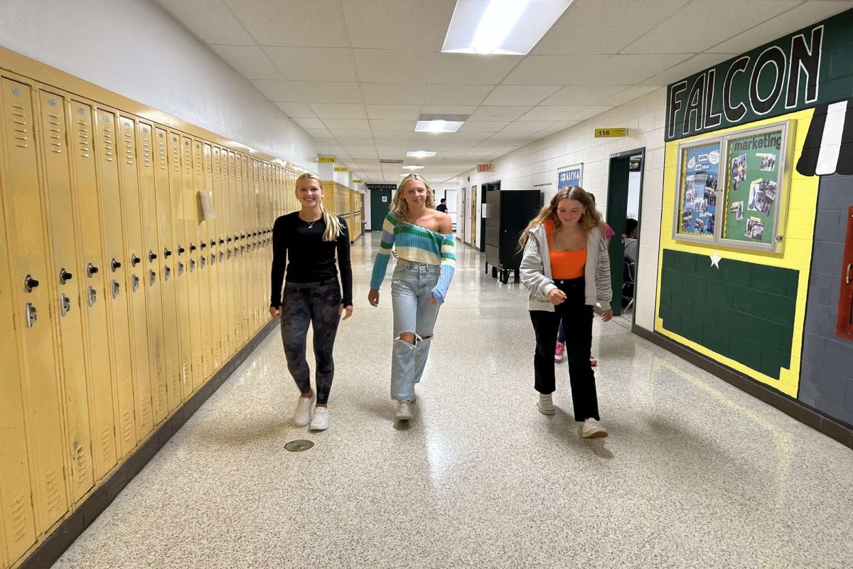 CHS STUDENTS SOPHOMORES Lucy Haggerty, Camdyn Milisitz and Brooke Hatcher represent their favorite fall fashion styles in the halls this season. Students this fall are all wearing the classic and timeless silhouettes that define this years autumnal style. 