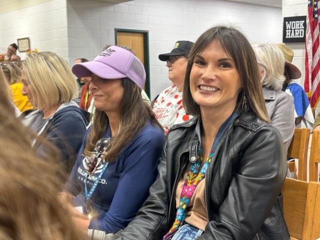 NEWEST TEACHER OF the Year (TOY) Jessica Van Veenhuyzen awaits  the announcement as to who will be the next TOY.   Van Veenhuyzen, also known as Mrs. Fun , is the CHS Art teacher, runs the National Art Honor Society (NAHS) and is the co-sponsor for the Junior Class. 