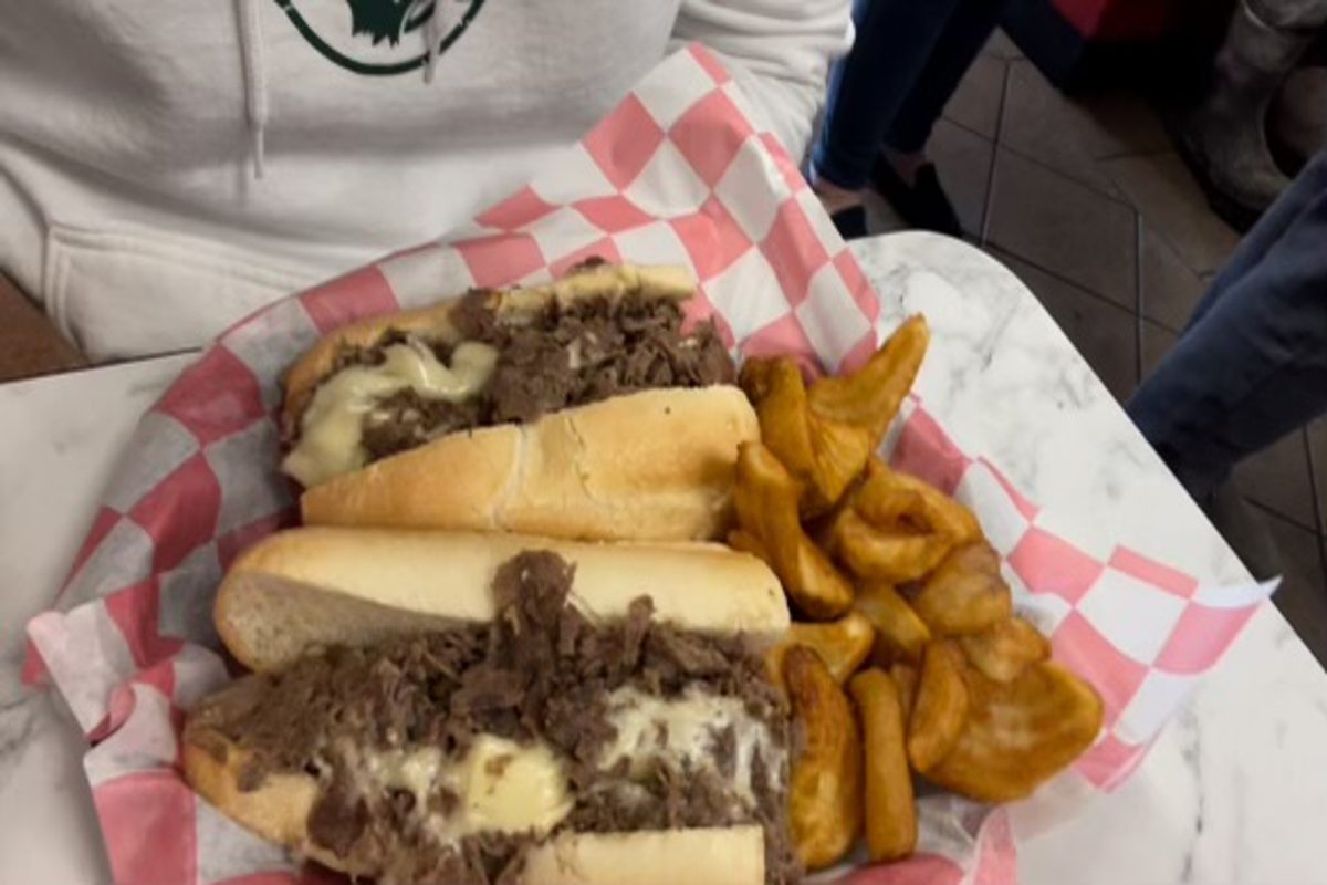 JUNIOR MAX PALMERTONS Philly Cheese Steak sandwich came out hot and delicious, served with a side of fries. Palmerton and junior Blake Heselius, who are veteran food reviewers, thoroughly enjoyed their meals.