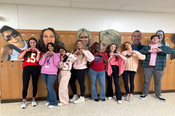 STUDENTS DISPLAY THEIR love during the spirit week prior to the annual CHKD Love Run. Students and staff were asked to wear red and pink to show their spirit for both the school and the community fundraising event this weekend. 