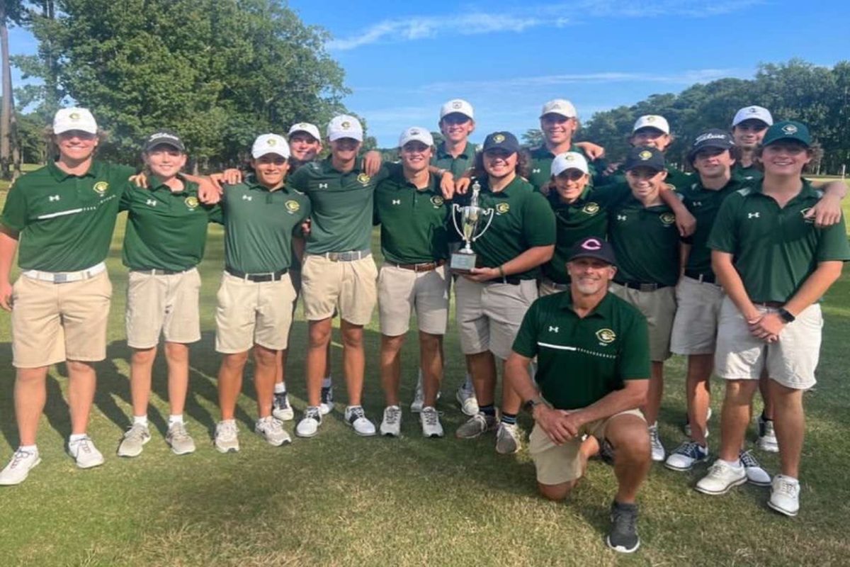 FALCON GOLF TEAM celebrated their regional victory last school year. The team is looking to go back-to -back in the 2024 season.