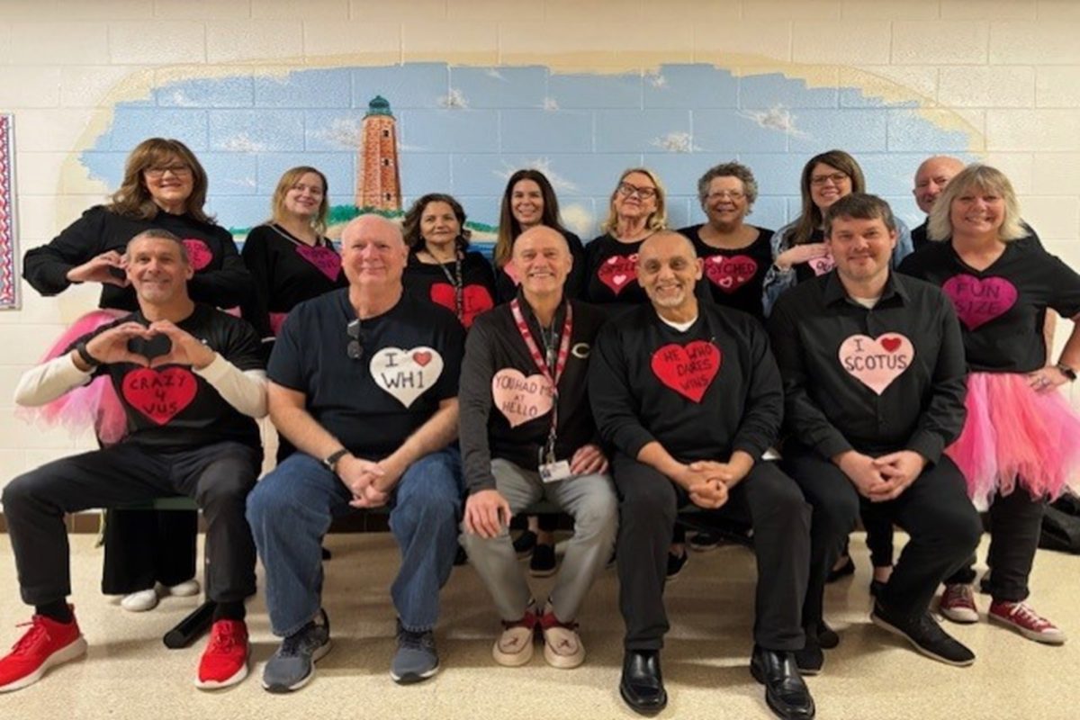 SOCIAL STUDIES TEACHERS flaunted their "twin day" love and support today for spirit week.  This department is a close-knit group that never disappoints on school spirit days.