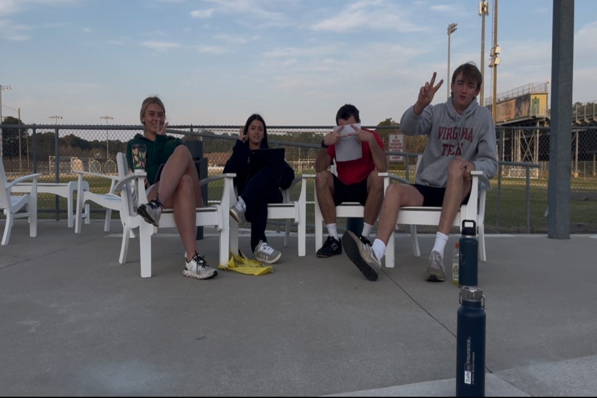 THE BOYS AND Girls "on the couch" meet in the wing to talk about this week's most important Falcon topics. Topics included were spring sports, college decisions, and the start of senior games. 