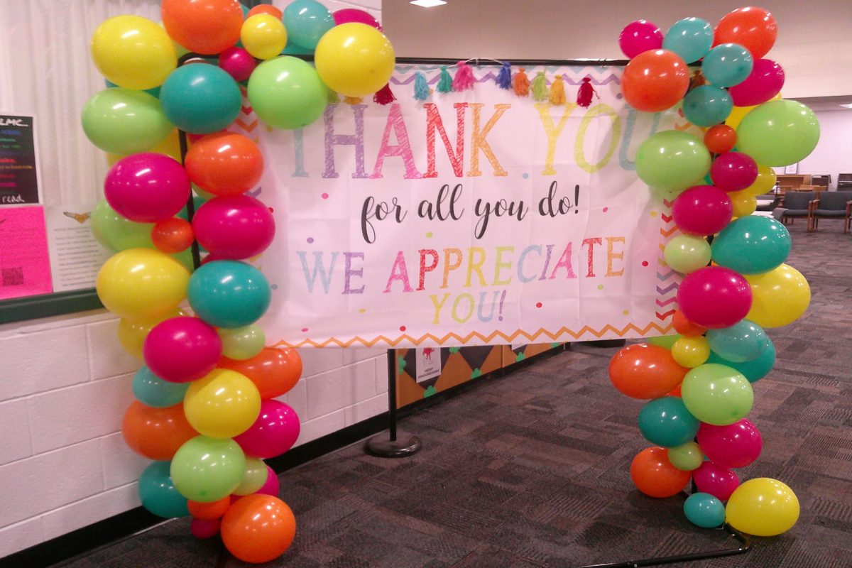 ADMINISTRATION AND STUDENTS celebrate teachers and staff for their dedication to teaching and CHS. This week, food and treats were given to teachers throughout the day and a specialized 80s teacher sprit week was created in their honor. 