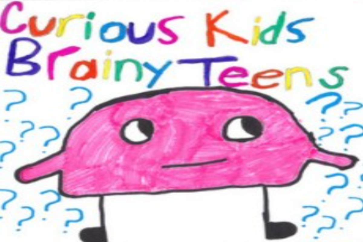 PODCAST COVER ILLUSTRATION created by a curious second grader highlights the unlimited bounds of a child's imagination. Ms. Shumate's Anatomy students voted on which drawing they liked the most. 