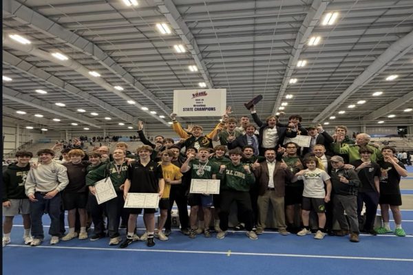 FALCON WRESTLERS TAKE pride in their program, especially after their most recent state championship title, making it the team's 3rd consecutive win. Great Neck Middle School, which feeds into Falcon territory, sends wrestlers up each year who have trained with and were coached by Coach Head's twin brother, Geoff.