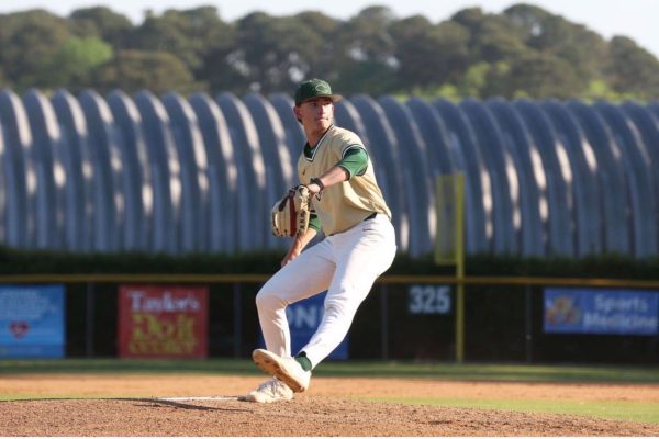 SENIOR MJ LEMKE throws the game ending strikeout. The CHS baseball team is led by his consistency, determination, and grit.